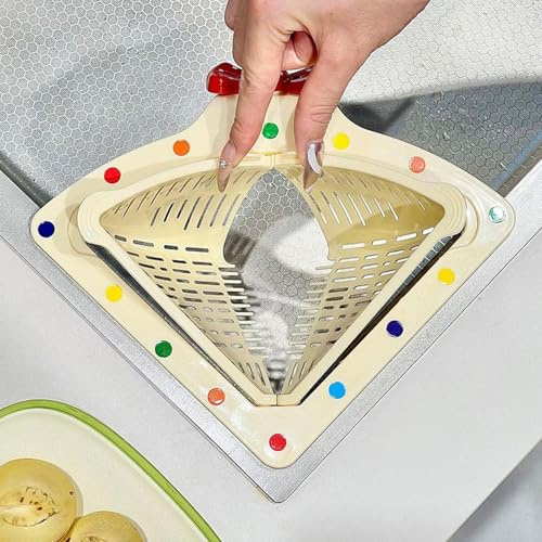 Magnetischer Waschbecken - Dreieckiges Spülbecken Sieb Mit Drehverschluss, Abflusskorb Spülbecken Sieb Dreieckiger Filterkorb, SpülbeckenKücheSieb Abflussregal Für Küchenspüle