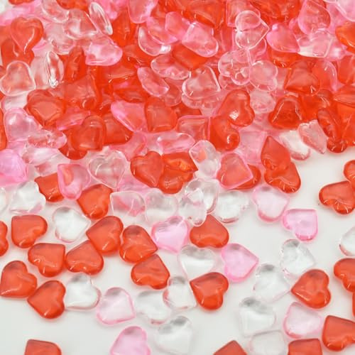 LEEWYOU 500 Stück Herzen Diamantene Hochzeit Streudeko, Rubinhochzeit Deko Konfetti, Herz Deko Confetti Hochzeit Tischdeko, Herzen Streudeko,Hochzeits Herzkonfetti Hochzeitsdeko Diamantene