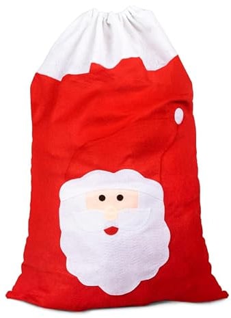 I LOVE FANCY DRESS Christmas Santa Sack Large 90cm - Father Christmas Sack with Santa Claus Face, Gift Present Bag Red