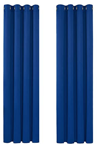 Deconovo Blickdichte Gardinen Vorhang Blickdicht Kälteschutzvorhang Blickdicht, 229x117cm(HöhexBreite), Königsblau, 2er Set