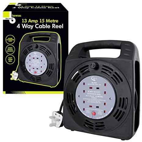 Benross 48280 4 Way Cable Reel Extension Lead with 15m Cable, 1-Pack