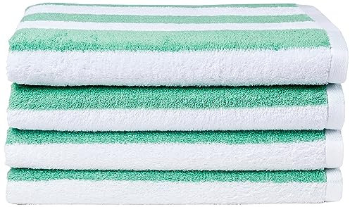Amazon Basics - Paquete de 2 toallas de playa y piscina, de rizo 100 % algodón, suave y absorbente, (76 x 152 cm), Verde