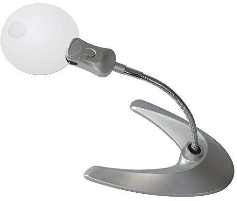 LINDNER Das Original Randlose Standlupe mit LED-Beleuchtung, Vergrößerung 2X / 6X