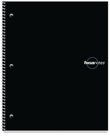 Oxford FocusNotes Note Taking System 1-Subject Notebook, 11 x 9 Inches, White, 100 Sheets (90223) - Black