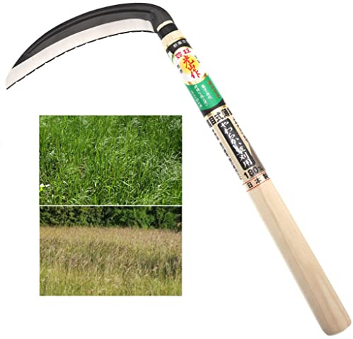 Falce Falce Manuale Giapponese Lama Acciaio SK-5 Fine Falciatura Dimensione Falciatura Erba Diserbo Prato Erba Strumento Giardino Giardinaggio Fatto in Giappone