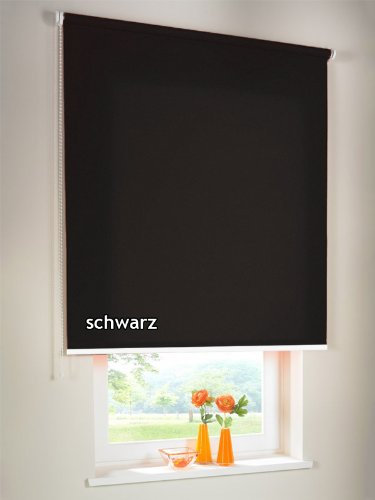 Sichtschutzrollo Seitenzugrollo Kettenzugrollo Rollo Sichtschutz 105 x 220 cm / 105x220 cm schwarz - Bedienseite links