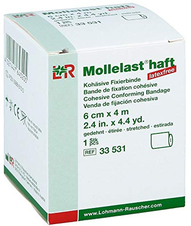 Mollelast haft latexfrei 6cmx4m gedehnt weiss 1 stk