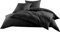 Mako-Satin Baumwollsatin Bettbezug Uni einfarbig zum Kombinieren (Bettbezug 155 cm x 220 cm, Schwarz)