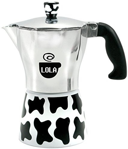 Home Mucca Caffettiera, Alluminio, Grigio/Nero, 6 Tazze