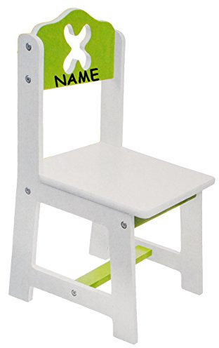 alles-meine.de GmbH Stuhl für Kinder - aus sehr stabilen Holz - weiß/grün - incl. Name - Kinderstuhl - Beistellstuhl - Kindermöbel für Jungen & Mädchen - Kinderzimmer für c..