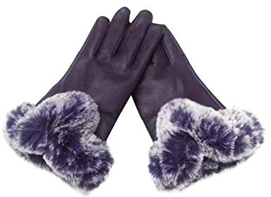 newrong Damen Faux Leder Wollfutter Handschuhe Lila Einheitsgröße