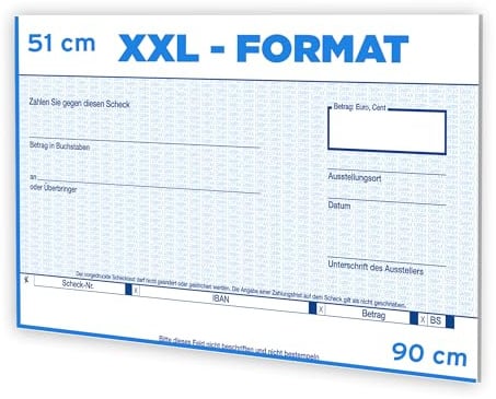 Litfax Spendenscheck XXL - Volksbank-Raiffeisenbank Bankenscheck, 90x51 cm (1er Pack) - Stärke 3mm - Flexibel beschreibbar - Witterungsbeständig - PR Scheck - Riesenscheck - Scheck Groß