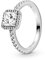 PANDORA Damenring, Quadratischer Funkelnder Strahlenkranz Ring, Zirkonia, Silber, Größe 60, 198863C01-60
