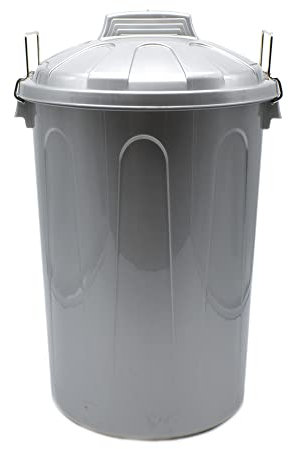 CABLEPELADO Cubo de Basura con tapa, Cubo basura Industrial, Cubo basura Plástico con asas metálicas, Contenedor residuos, 78 cm alto x 48.5 cm Diámetro superior, Capacidad 100 Litros, Gris
