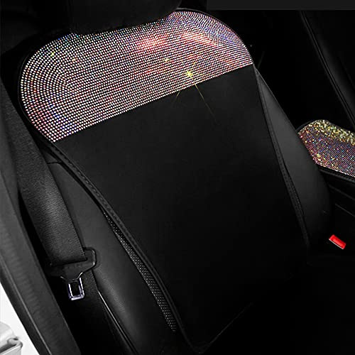 MINGZAIQIPEI Bling Sitzbezüge für Frauen Mädchen Strass Atmungsaktive Mesh Vordersitzbezüge Sitzschoner Schwarz Sitzbezüge mit Glänzenden Kristallen Universal (Bunt, Rückenkissenbezug)