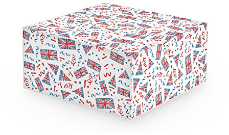 Anniversary House 10-inch Cake Box, Union Jack Print, 12.7 x 26 x 26cm, Royal Decorations, King Charles Decorations J134