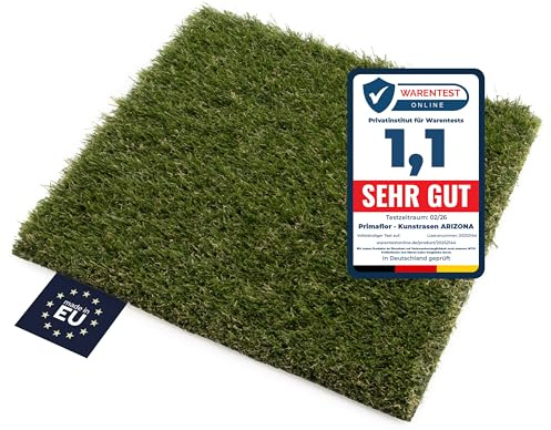 Primaflor Kunstrasen Arizona | Grün | 100x650 cm | 37 mm hoch | wasserdurchlässig | UV-beständig | Rasenteppich | Outdoor Kunstgras für Balkon & Garten