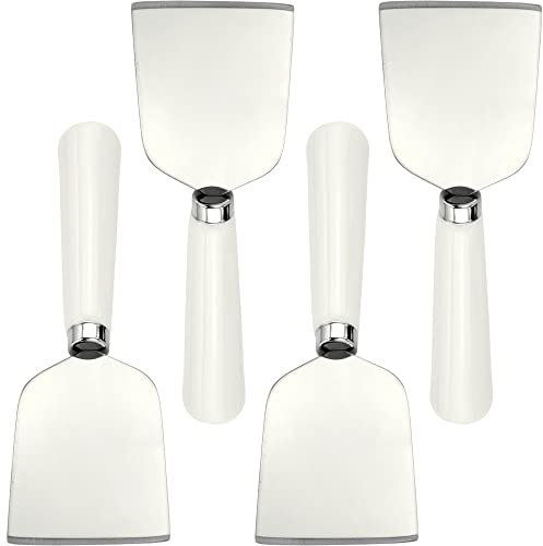 Generisch 4-Stücke Käseschaufel Verdickte Klinge 430 Edelstahl 6 Zoll Käseschneider Käseschneider mit weißem Keramikgriff guten Griff 4-teilige