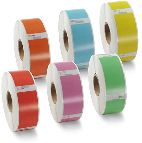 BETCKEY - 6 Rollen 6 Farbe gemischt Adressetiketten Kompatibel mit DYMO 11352(S0722520), 25mm x 54mm, 3000 Farbige Etiketten für LabelWriter 450, 4XL NICHT passend 550 oder 5XL