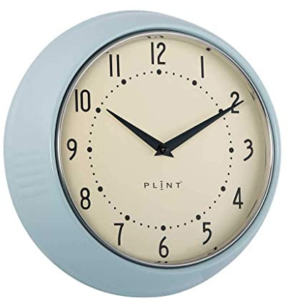PLINT Retro Wanduhr Silent Non-Ticking Decorative Ice Color Wall Clock, Retro Style Wall Decoration for Kitchen Living Room Home, Office, Schule, Easy to Read Large Numbers