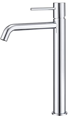MICE - Grifo monomando de lavabo caño alto fabricado en latón - Griferia baño Cromado - Grifo alto para lavabo BDM039-3