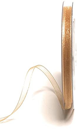s.dekoda Schleifenband 50m x 6mm Gold - Honig Organza Chiffon Geschenkband Organzaband [1350-126]