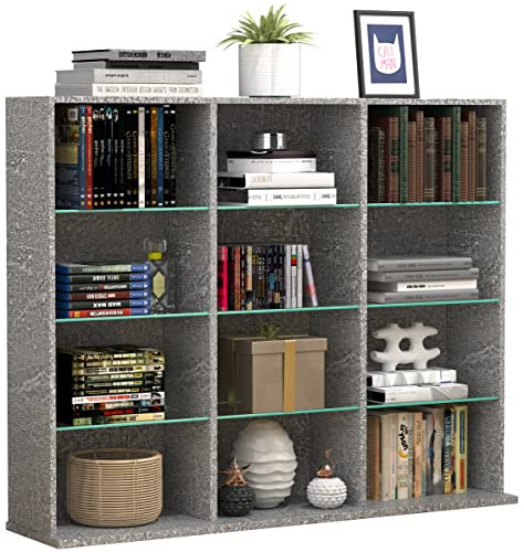 VCM Holz CD DVD Standregal Bücherregal Raumteiler Deko Regal Glas Zilas L
