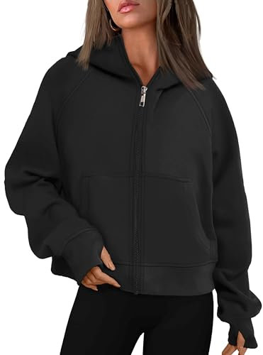 Timuspo Damen Kapuzenpullover Y2k Zipup Hoodie Sweatshirt mit Kapuze Kapuzenjacke mit Reißverschluss Outdoor Training Jogging Sport Style