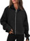 Timuspo Felpa con cappuccio da donna 2024 con cappuccio autunno inverno felpa con cappuccio con cerniera cappotto zip maglione, Nero , S