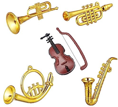 zalati Puppenhaus Musikinstrumente 5pcs Mini Spielzeug Trompete
