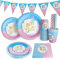 Bymivofun 126 Pezzi Stoviglie Rivelazione di Genere, per 25 Ospiti, Articoli per Feste in Carta Ragazzo o Ragazza, per Feste di Compleanno a Tema Bambini Baby Shower