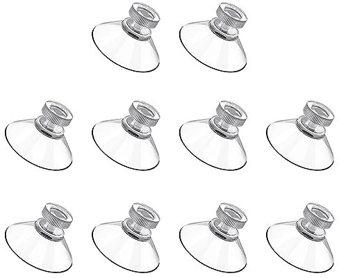 10 Pezzi Ventose, Ventose con Filettatura in PVC Trasparente, Ventose Rotonde Senza Ganci per Cucina, Bagno, Finestra, Specchio, Armadio, Tavolo, Vetro, Decorazioni e Esterni (Ø32 mm)