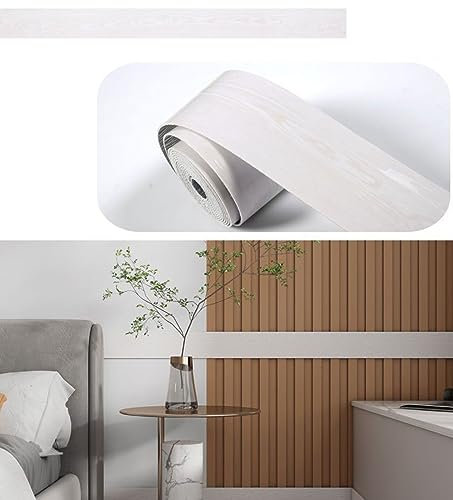 Dostear BordüRe Selbstklebend Kinderzimmer Tapeten Wohnzimmer Wanddeko Badezimmer 3d Fliesenaufkleber Wandleisten weißes Holz 10x500cm