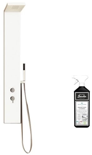 Colonne de douche KINEDO Aquastyle inox laquée blanc mat + nettoyant Briochin