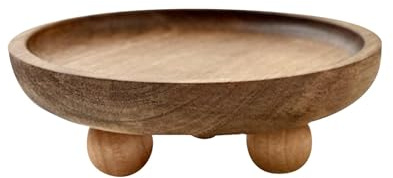 LOVIVER Mini Wood Riser Tray for Display Organizer Mini Stool Decor Display Riser Wooden Pedestal for Counter Vanity Entry Table Home, Round 12.9x4cm