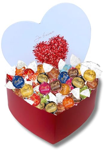 Coffret Gourmand LINDOR et son assortiment de 40 chocolats | Boîte Cadeau Je t’aime Prête à Offrir