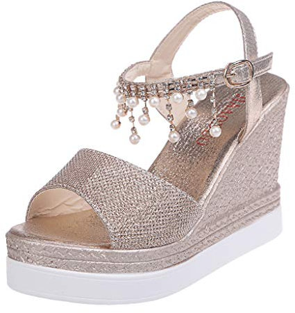 Scarpe Con Plateau Tacco Alto Sandali Punta Aperta Moda Sandalo Estivo Aperte Peep Toe Zeppe Sandali Sandali Da Donna Alte Con Zeppa Casual Elegante Gioiello Comodo Spiaggia E Mare Piscina