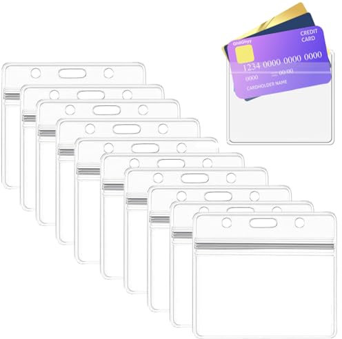 Fc'Noqgn 10 pièces Porte-Cartes Transparent, Badge en Plastique Transparent, Porte-Badge imperméable, Porte-Carte d'identité, Carte d'étudiant, Carte de Visite, Carte de Bus, Exposition