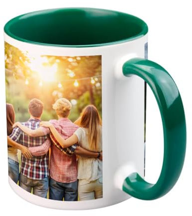 Copykrea – Taza personalizada con tu foto | Categoría AAA | Apta para microondas y lavavajillas | 350ml | Interior verde