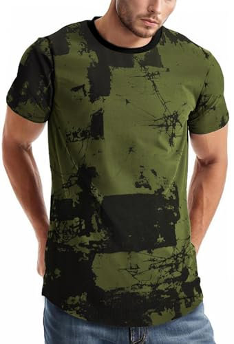 comefohome Mens T-Shirts Graphic Fashion Tshirt UK Casual Short Sleeve Tee Tops Hipster Hip Hop T Shirts Cool Shirt Green XXL