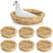 Eorbow Lot de 6 nids d'oiseaux en paille tissée, 20,3 cm, faits à la main, base plate, pour petits animaux, accessoires pour colombe, pigeon, perroquet, coucou, moineau, lapins, chinchillas, hamster