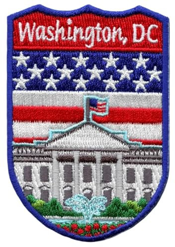 Washington D.C. Shield Patch (3 Inch) Iron-on Badge Travel USA Souvenir Emblem for Backpacks Jackets Hats Bags Crafts Gift Patches