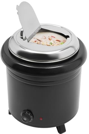 WindWilder Suppentopf 13L, 400W Elektrischer Suppentopf Suppenwärmer Thekenkessel Suppenwarmhaltebehälter für Buffet Catering Gastro Party, Gewerblicher & Heimnutzun, Temperaturbereich 30-85°C Schwarz