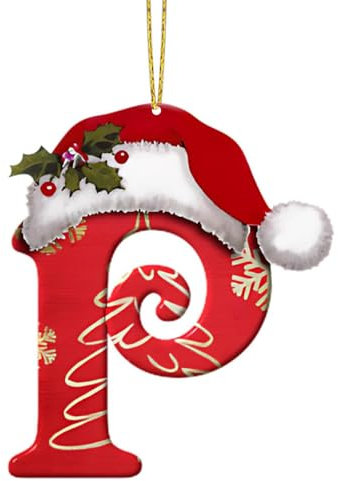 Personalized DIY Christmas Hat Letter Pendant for Tree, Xmas Alphabet Hanging Ornaments for Party Gifts