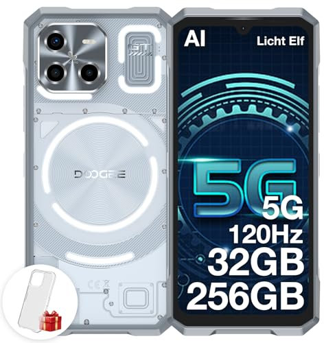 DOOGEE Blade GT Outdoor Handy Ohne Vertrag 5G mit LED Lichteffekt 32GB+256GB, Dimensity 7050, Ultradünnes Outdoor Smartphone 6.72” FHD+ 120Hz, 48MP+20MP AI Kamera Fingerabdruck/Face ID/Dual SIM/NFC