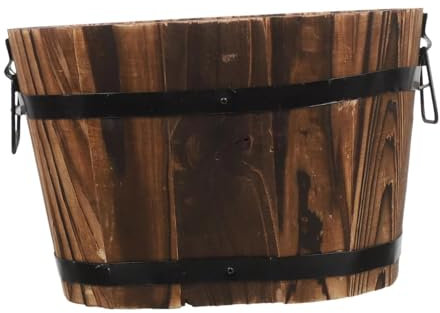 AWHAO Maceta de Barril de Maceta de Madera con Orificio de Drenaje Recipiente de Plantas versátiles Decorativas, Size L