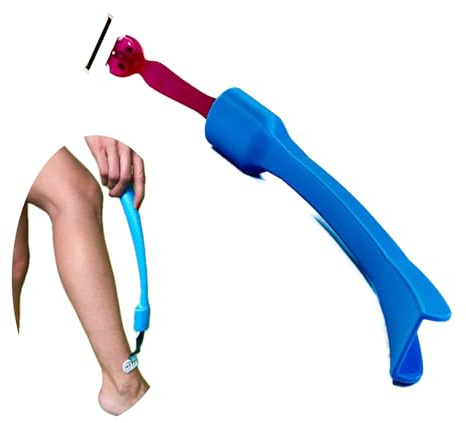 Rasiererverlängerung für Damen – 26 cm langer Griff – Kompatibel mit gängigen Nassrasierern – Ergonomisch & rutschfest – Ideal bei Schwangerschaft, OP, Rückenschmerzen (Blau)