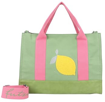 Fritzi Tote Bag Limited Squeezy Lemon Shopper Schultertasche mit Reißverschluss und verstellbarem Webbing-Schultergurt für Alltag und Reisen 29,5 x 40 x 14 cm, Mehrfarbig