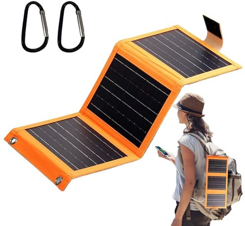 Rukjmqi Panneau Solaire Portable | Panneau Photovoltaïque Pliable à Angle Réglable - Chargeur de Batterie Compact Fin Léger Design Gain de Place pour Camping Sécurité et Extérieur