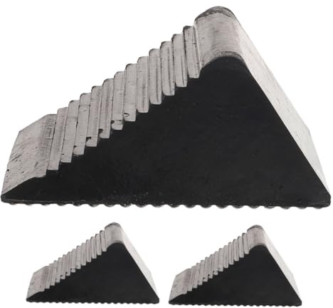 Yardenfun 3pcs Rubber Wheel Chocks Truck Tire Stoppers Portable Skid Vehicle Control Blocks for Cars and Trucks Parking Stabilization Slopes and Uneven Surfaces